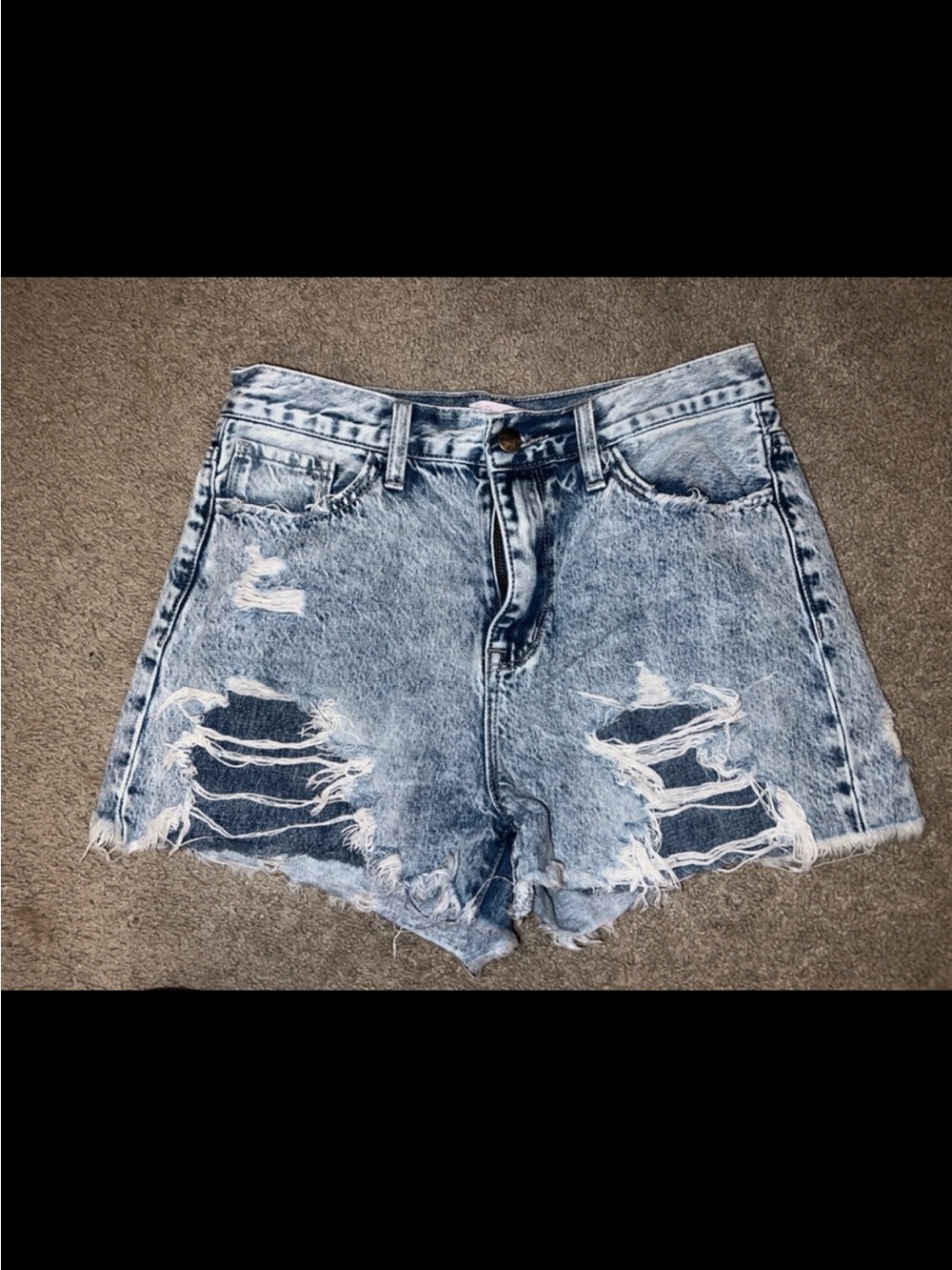 Pink Lily Light Blue Acid Wash Distressed Denim Shorts